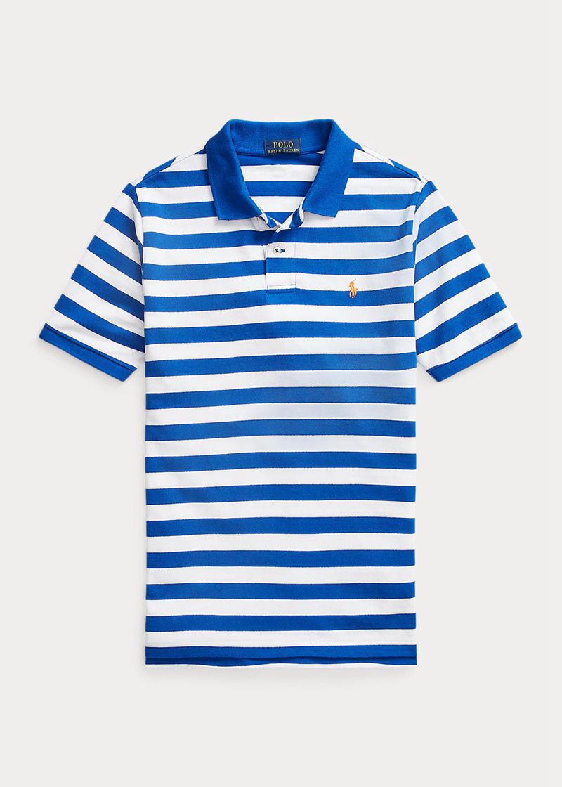 Poleras Polo Ralph Lauren Niño 6-14 Años Striped Cotton Mesh Chile Azules RXPKZ-6285